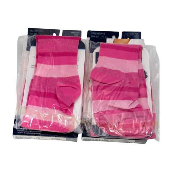 Sigvaris Compression ​Socks Knee High Pink Stripe Lot 2 Size MS 832CMSW15 New - Picture 4 of 6